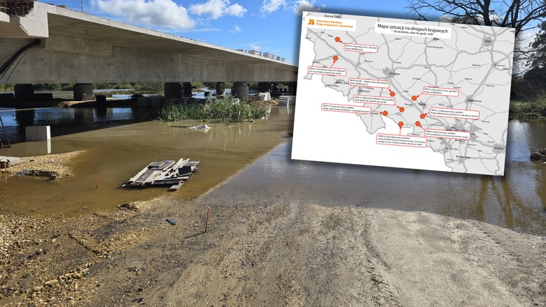 Powódź w Polsce. Aktualna lista utrudnień komunikacyjnych [MAPA]