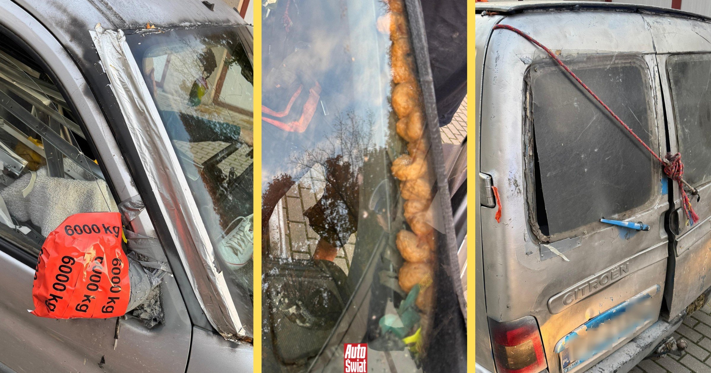 Policja nie mogła uwierzyć w to, co zobaczyła. Skleił samochód "na piankę"