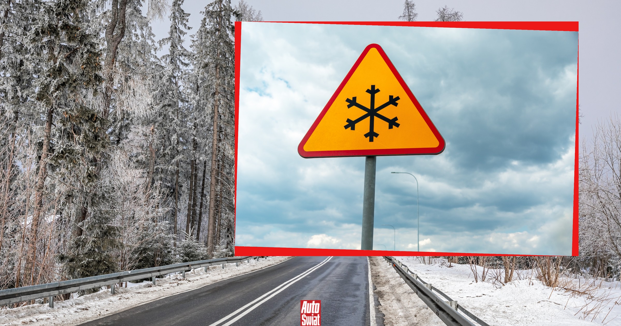 Znak z płatkiem śniegu na drodze to ważny sygnał dla kierowcy. Szczególnie teraz