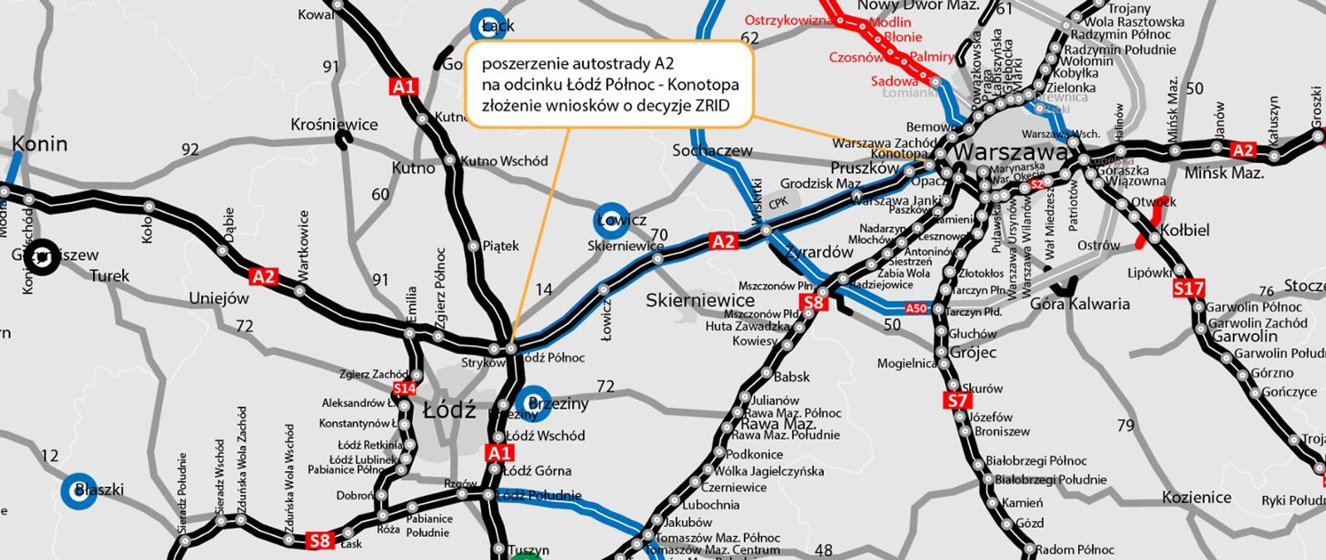 Poszerzenie A2 Łódź - Warszawa coraz bliżej