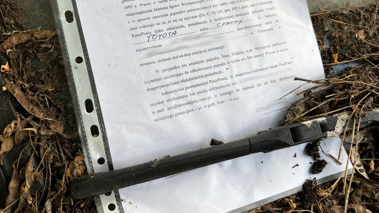 Pismo o konieczności usunięcia pojazdu