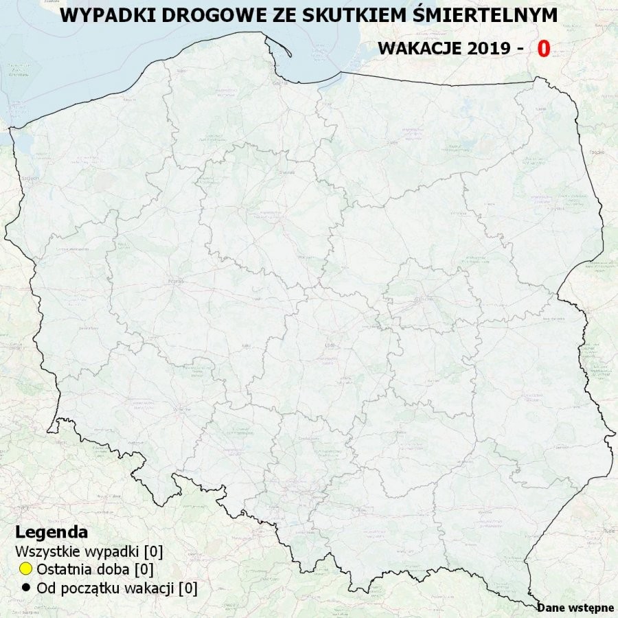 Mapa wypadków drogowych będzie uzupełniana od drugiego dnia szkolnych wakacji