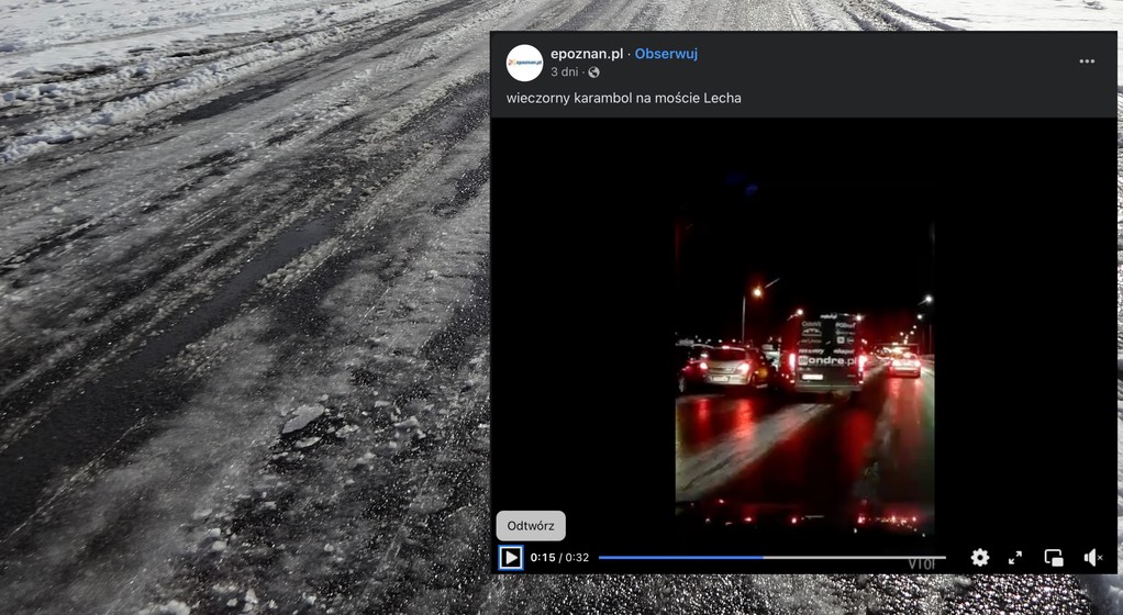 Wszystko wskazuje na to, że przyczyną karambolu na moście Lecha w Poznaniu była oblodzona jezdnia