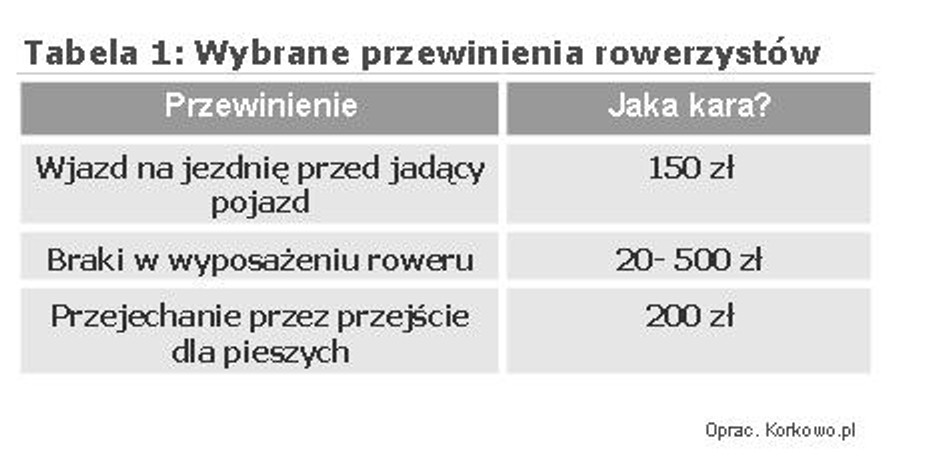 Przewinienia rowerzystów