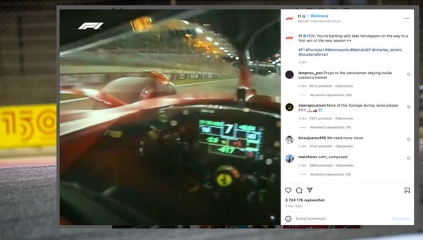 To widzi kierowca F1 w czasie jazdy. Nowa kamera w kasku