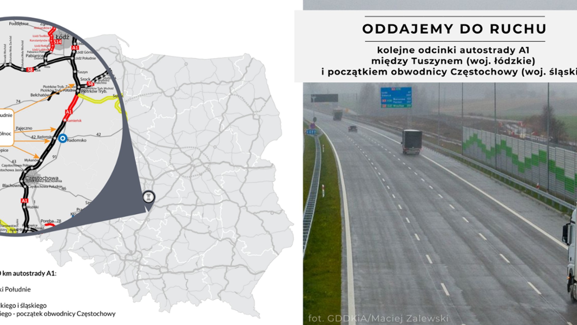 GDDKiA oddaje do ruchu kolejne odcinki autostrady A1