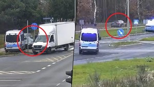 Policjanci myśleli, że już go mają. Wtedy odjechała ciężarówka, która blokowała mu drogę [WIDEO]