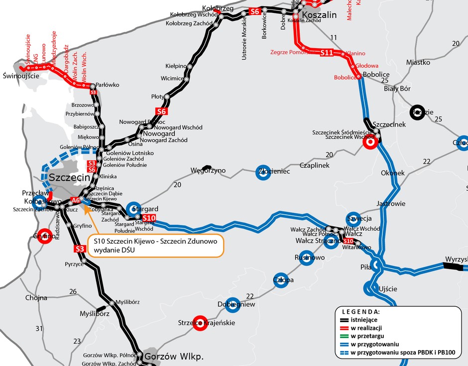 GDDKiA uzyskała decyzję środowiskową dla odcinka S10 Szczecin Kijewo — Szczecin Zdunowo