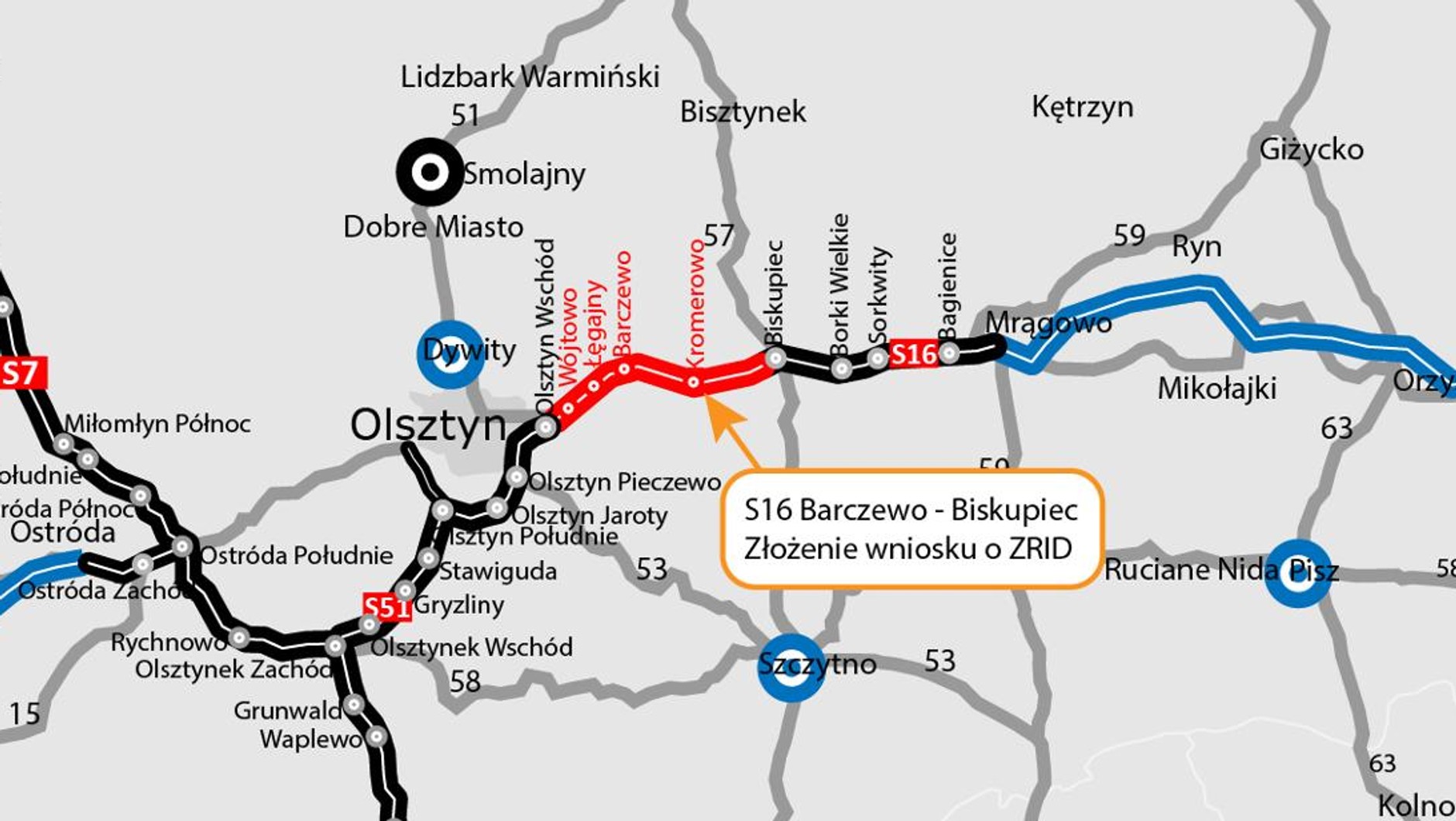 Droga S16 Barczewo - Biskupiec