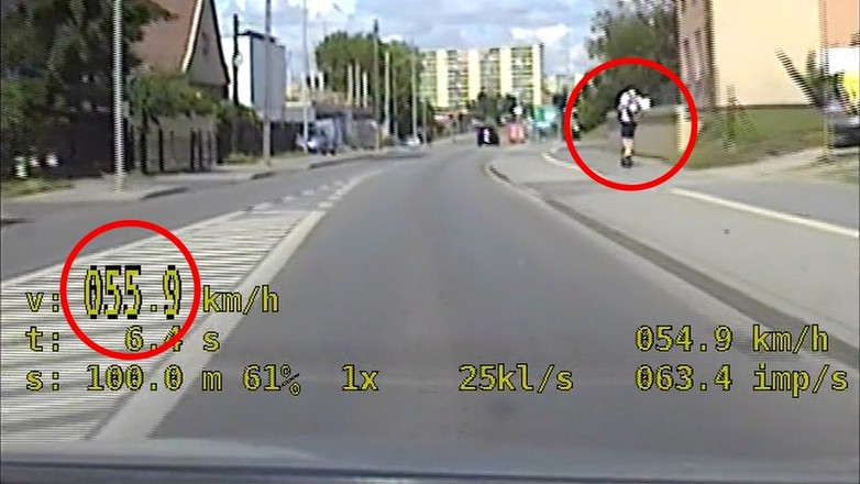 Kierowca hulajnogi znacząco przekroczył dopuszczalną prędkość