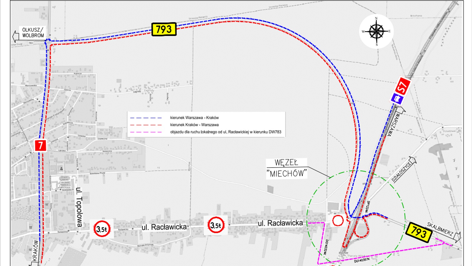 Plan prowadzenia objazdów węzeł "Miechów"