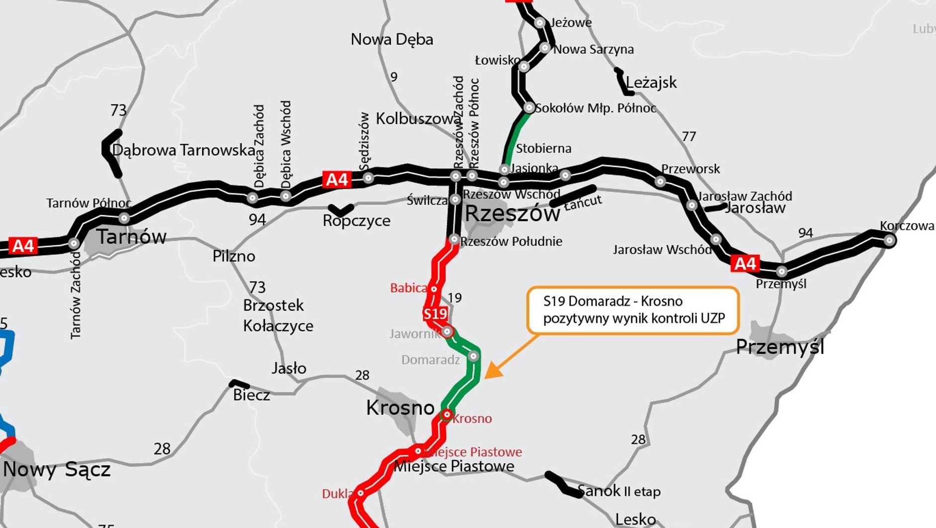 Mapa S19 Domaradz-Krosno