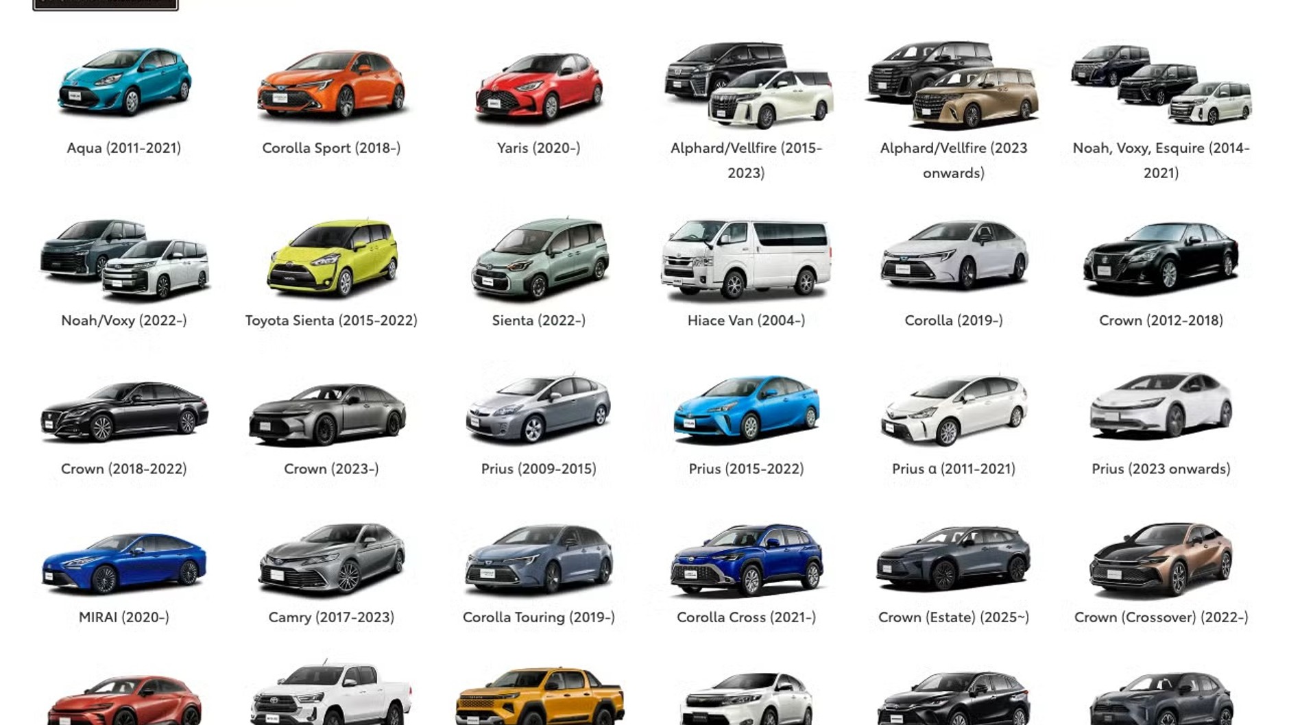 Toyoty i Lexusy kwalifikujące się do programu odnowienia