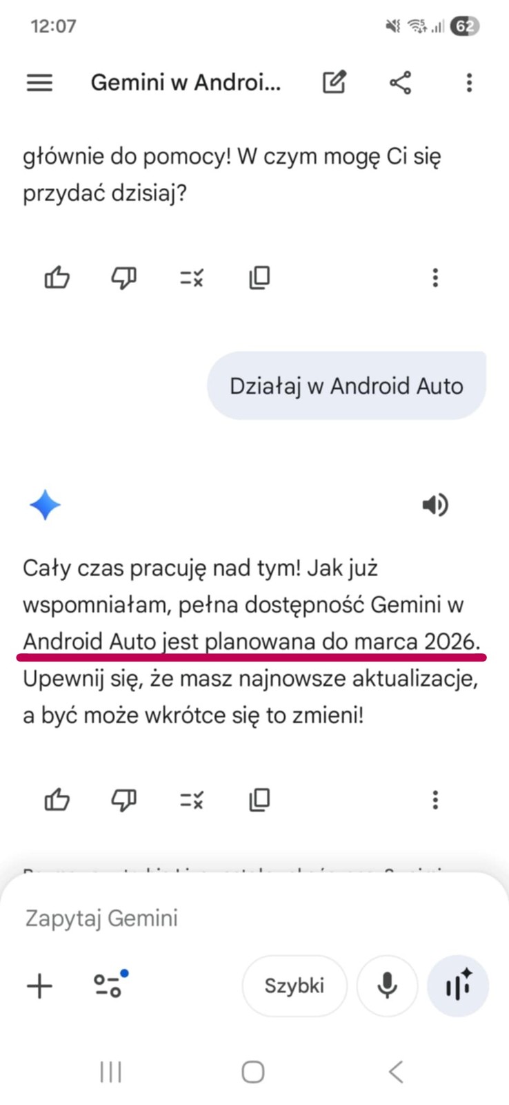 Kiedy Gemini będzie w Android Auto?