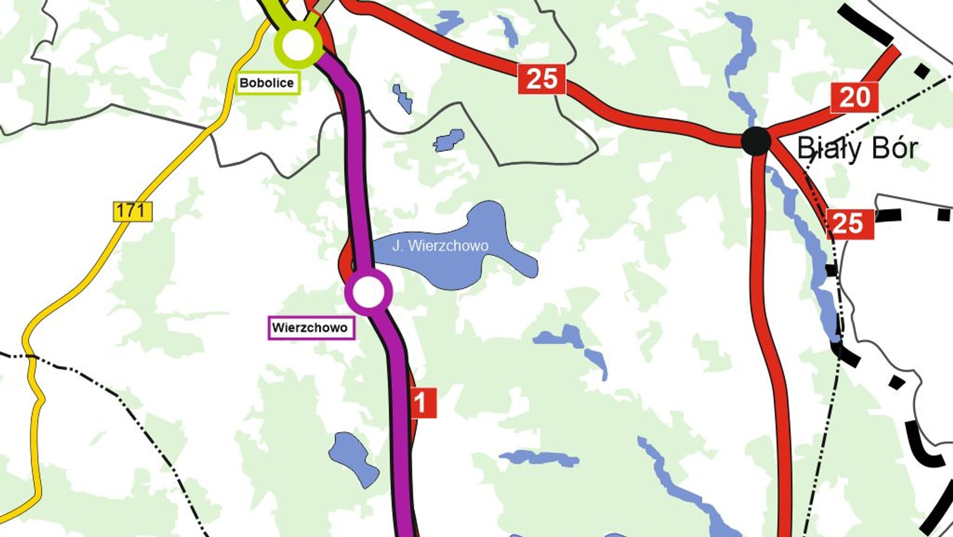 Mapa S11 Bobolice — Szczecinek