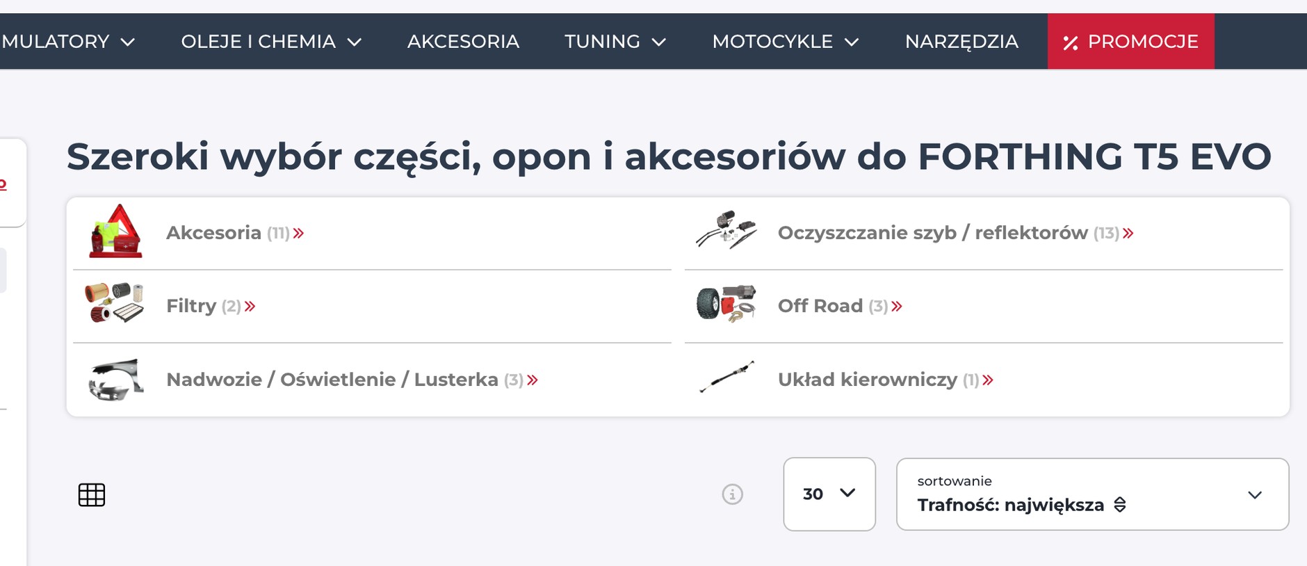 "Szeroki wybór części" to w tym przypadku spore nadużycie. Po sprawdzeniu okazuje się, że części przeznaczonych specjalnie do tego modelu w największej polskiej hurtowni po prostu nie ma. 