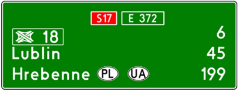 Tablica E-14 na drodze ekspresowej