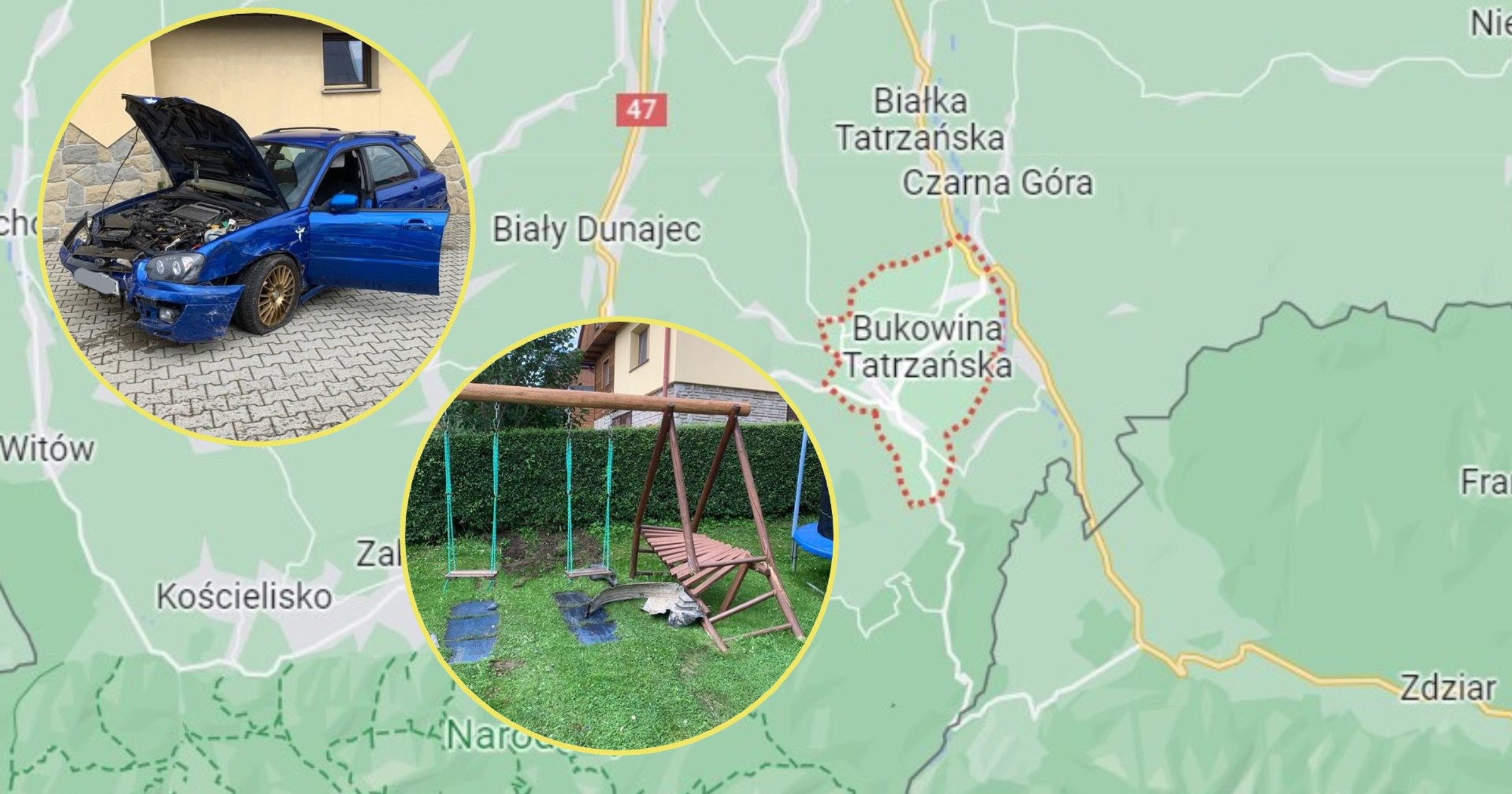 Wypadek w Bukowinie Tatrzańskiej (Zdjęcia: KP PSP Zakopane)