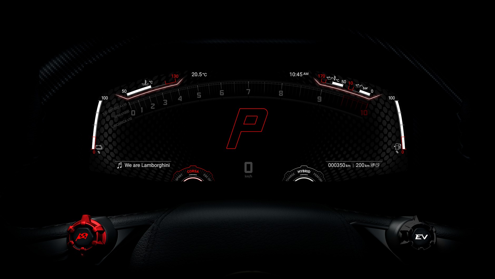 Wirtualne zegary hybrydowego Lamborghini LB744