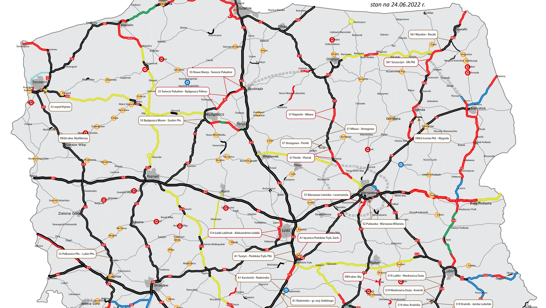 Nowe drogi ekspresowe i autostrady w 2022 r. w Polsce