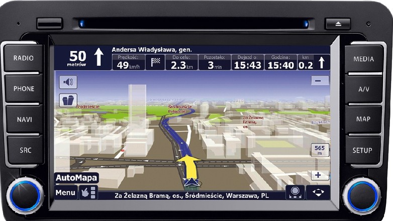 AutoMapa w radiu, które jest zamiennikiem sprzętu fabrycznie instalowanego