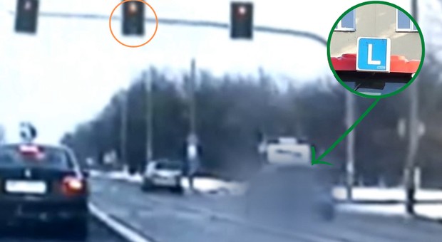 Nauka jazdy "na późnym żółtym". Instruktor słono za to zapłacił [WIDEO]