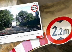 Ja nie przejadę? Kierowca dostawczaka zignorował ogranicznik