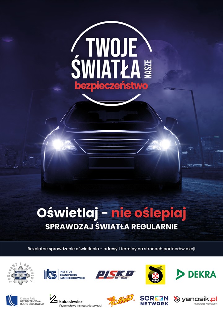 Plakat akcji "Twoje Światła – Nasze Bezpieczeństwo"