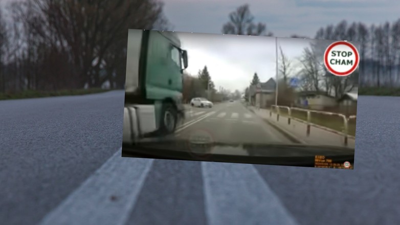 Niebezpieczne wyprzedzanie kierowcy ciężarówki