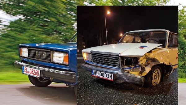 Zniszczona Łada z Panka