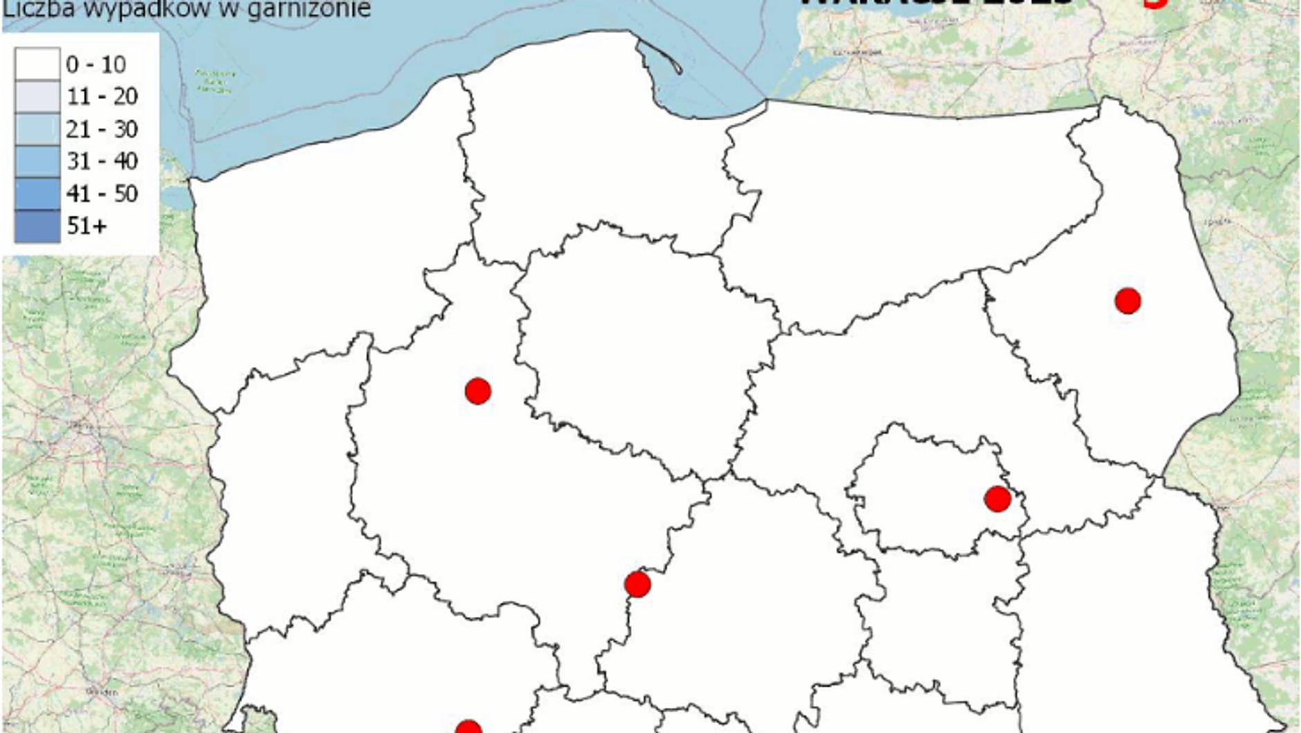 Policyjna mapa wypadków drogowych ze skutkiem śmiertelnym Wakacje 2025 dzień po rozpoczęciu wakacji