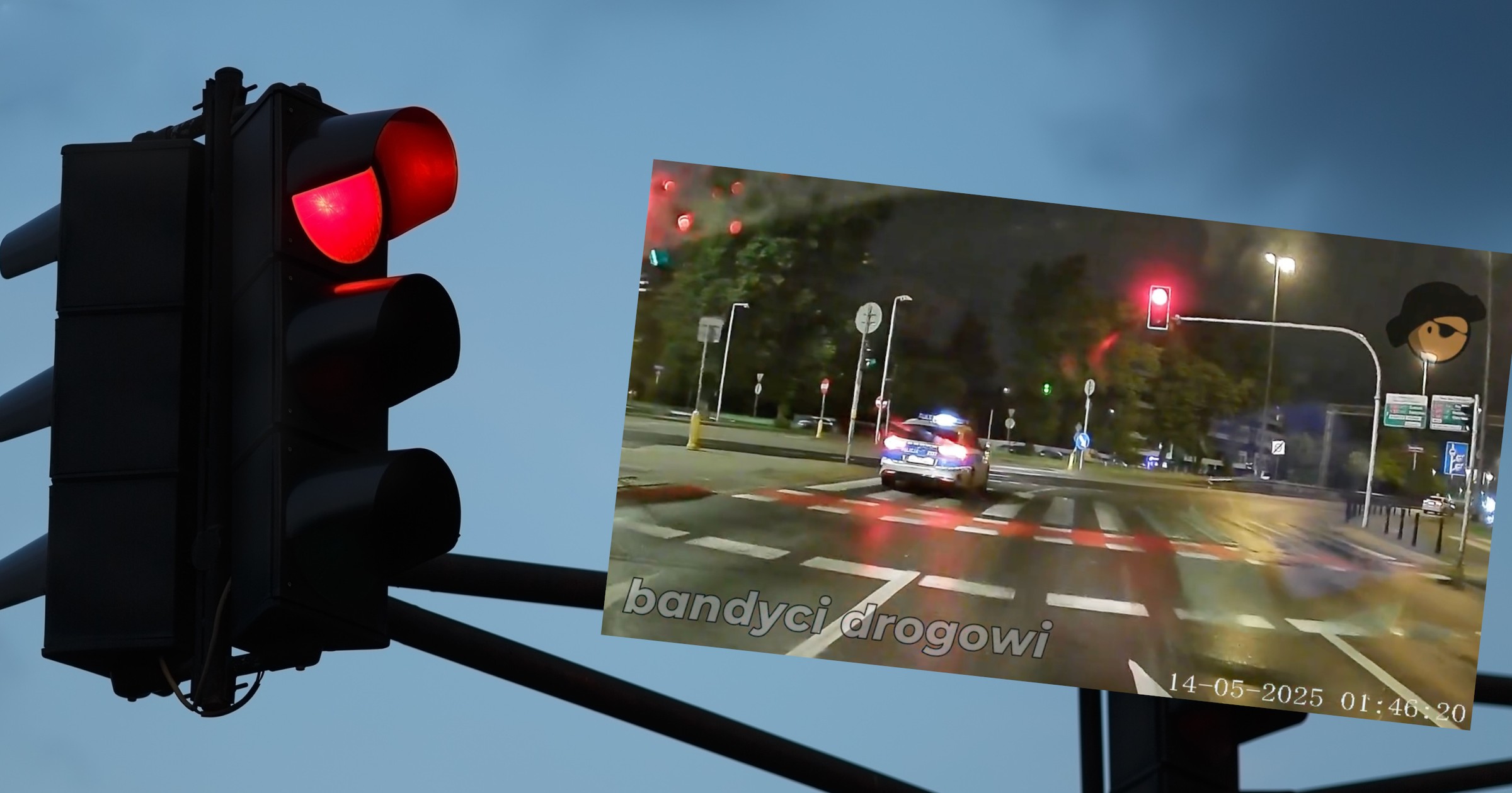 Radiowóz przejechał na czerwonym świetle