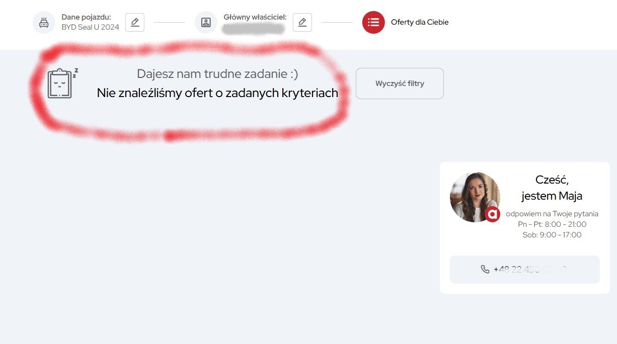 Komunikat z porównywarki polis OC i AC