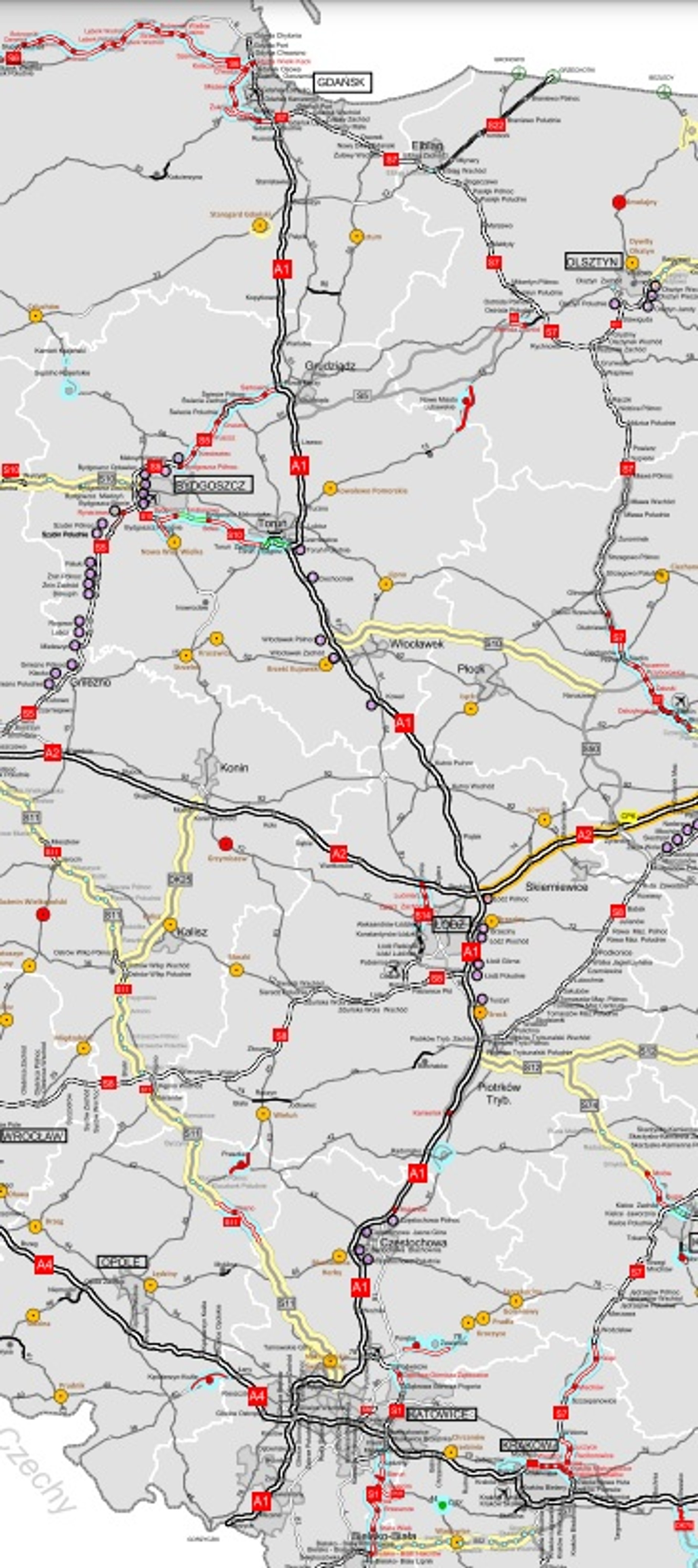 Autostrada A1 mapa