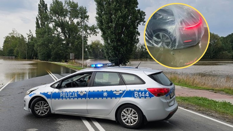 Obwinęli auto folią. Tajemniczy "patent" na ochronę przed powodzią (Screen: Reddit)