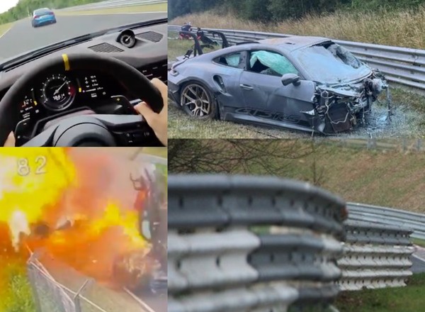 Polak pojechał legalnie poszaleć na Nürburgringu. Z Porsche niewiele zostało. "Tam nikt nie zginął?"