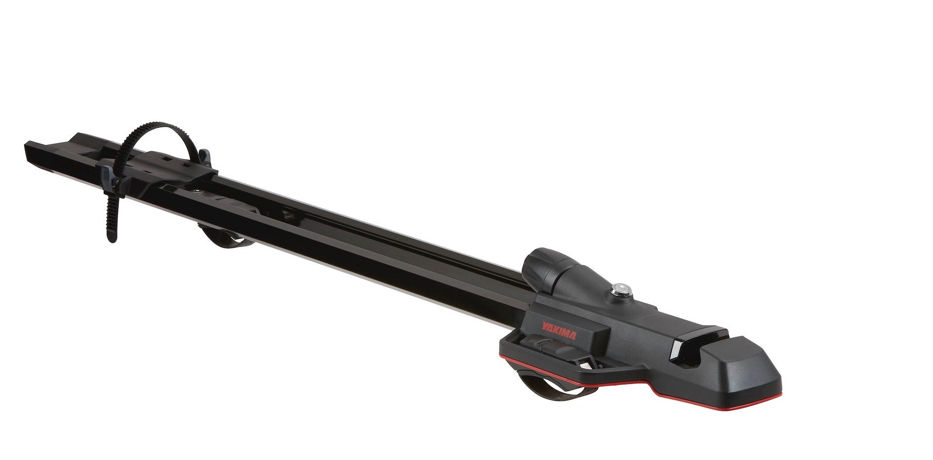 Yakima HighSpeed: bagażnik trzeyamąjcy rower za widelec, produkt premium, cena ok. 800 zł nie obejmuje opcjonalnych zamków