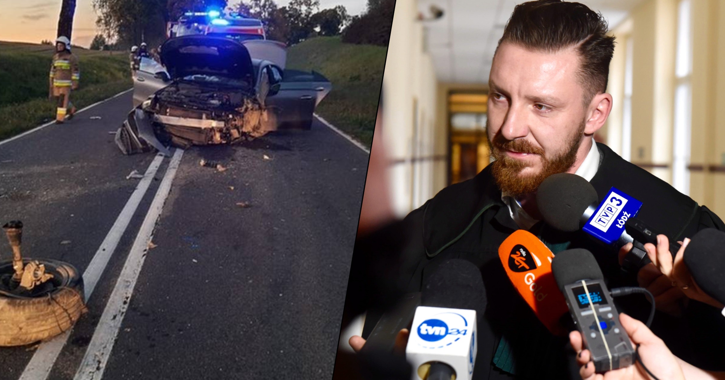 Paweł Kozanecki, adwokat "od trumny na kółkach", zatrzymany (fot. z wypadku: Policja Olsztyn)