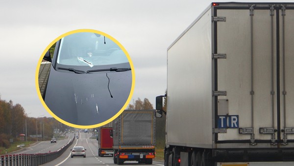 Usłyszał uderzenie i zjechał na postój. Był przerażony, gdy odkrył, co się stało