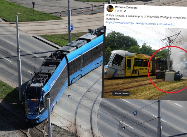Nietypowa kolizja we Wrocławiu. Tramwaj zderzył się z kosiarką do trawy