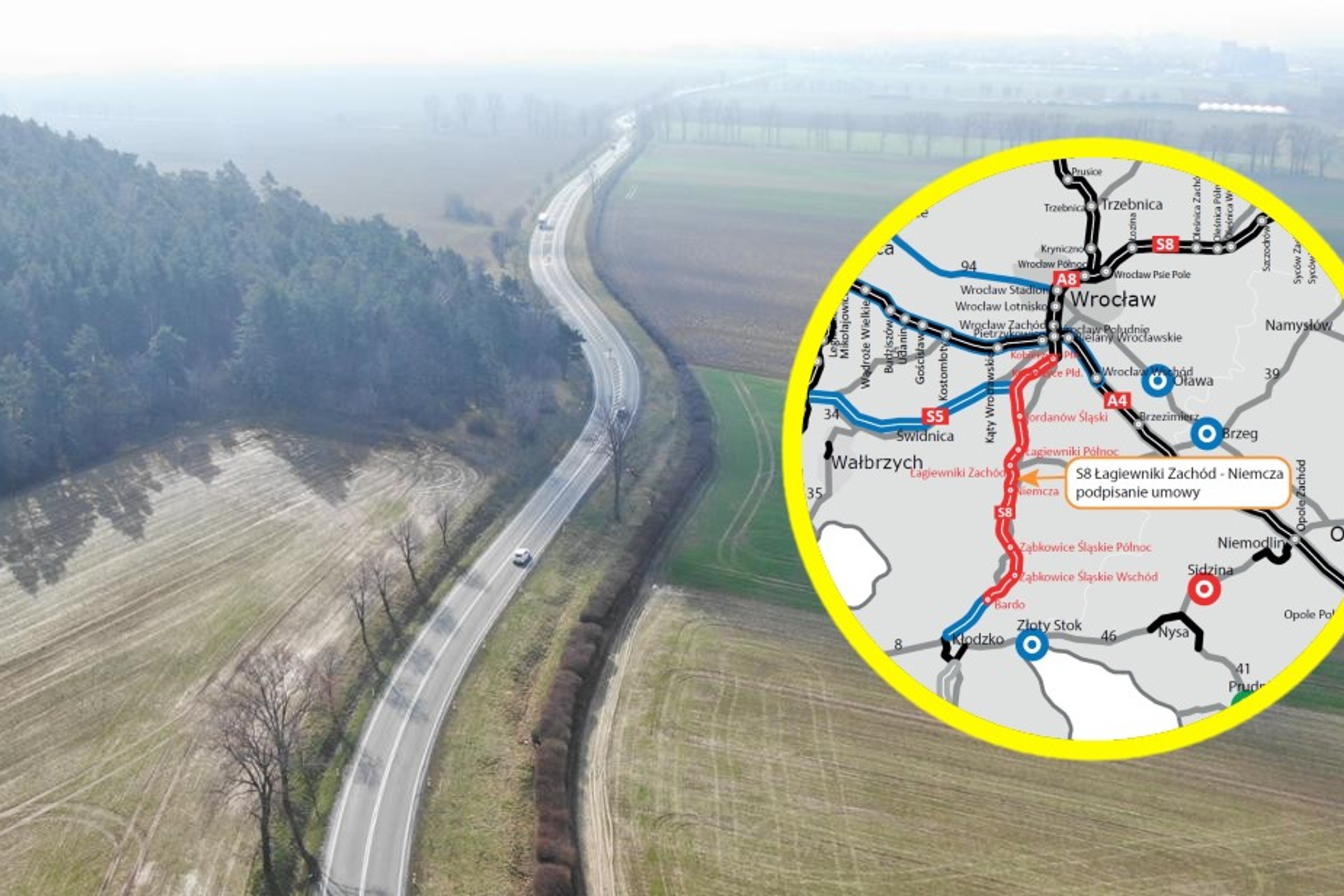 Rusza budowa ostatniego odcinka dolnośląskiej ekspresówki. Powstanie odcinek S8 Łagiewniki - Niemcza