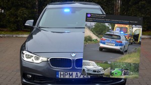Szalony pościg za motocyklistą. Policyjne BMW roztrzaskane