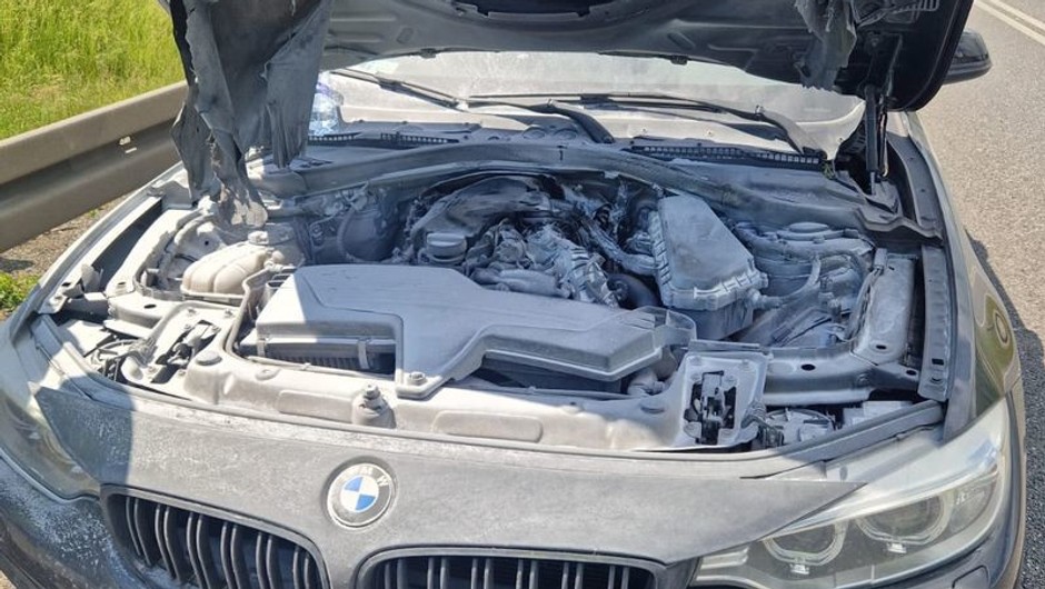 Pożar BMW na DK3