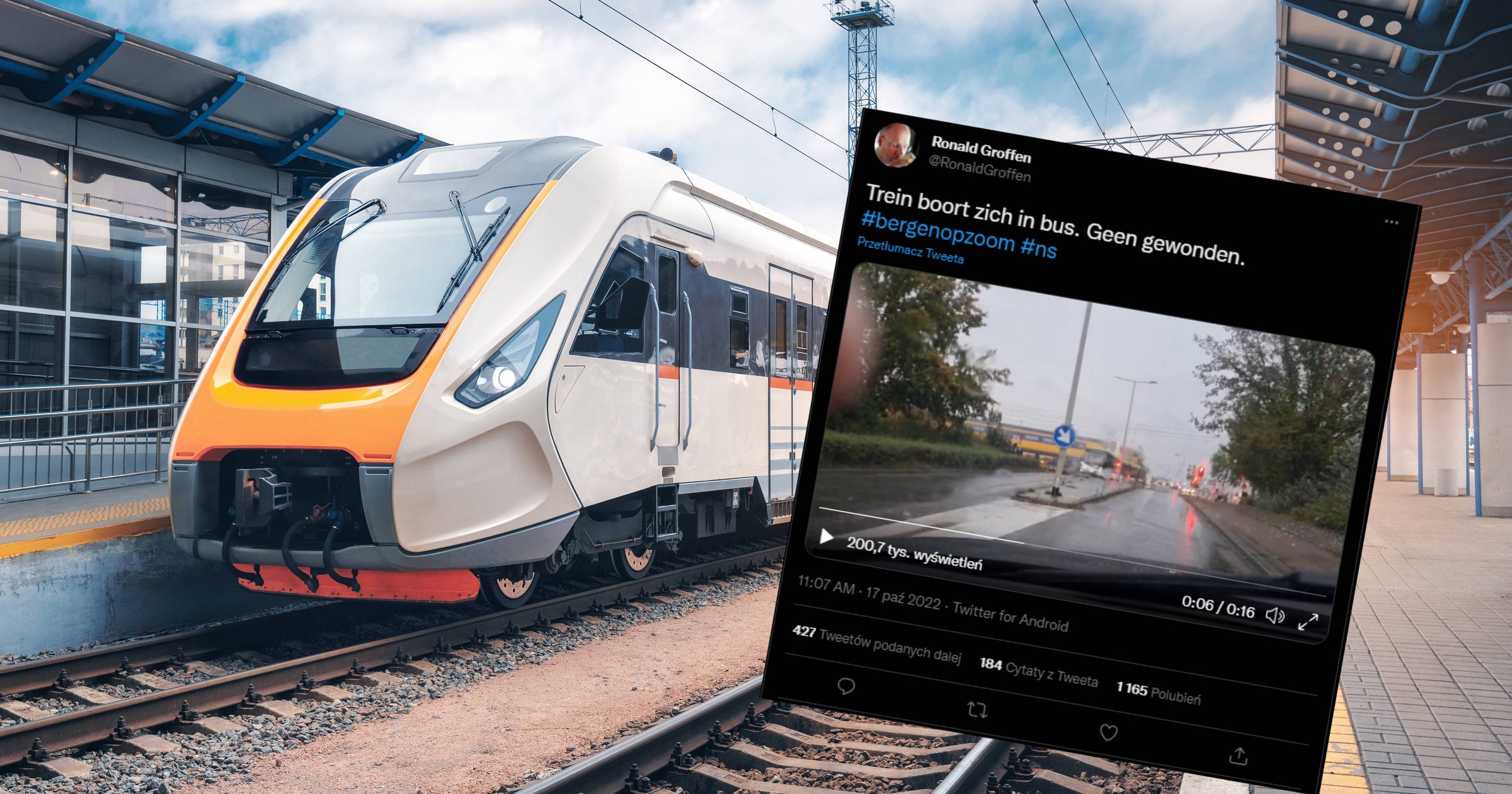 Groźne nagranie z Niderlandów Pociąg przeciął autobus na pół