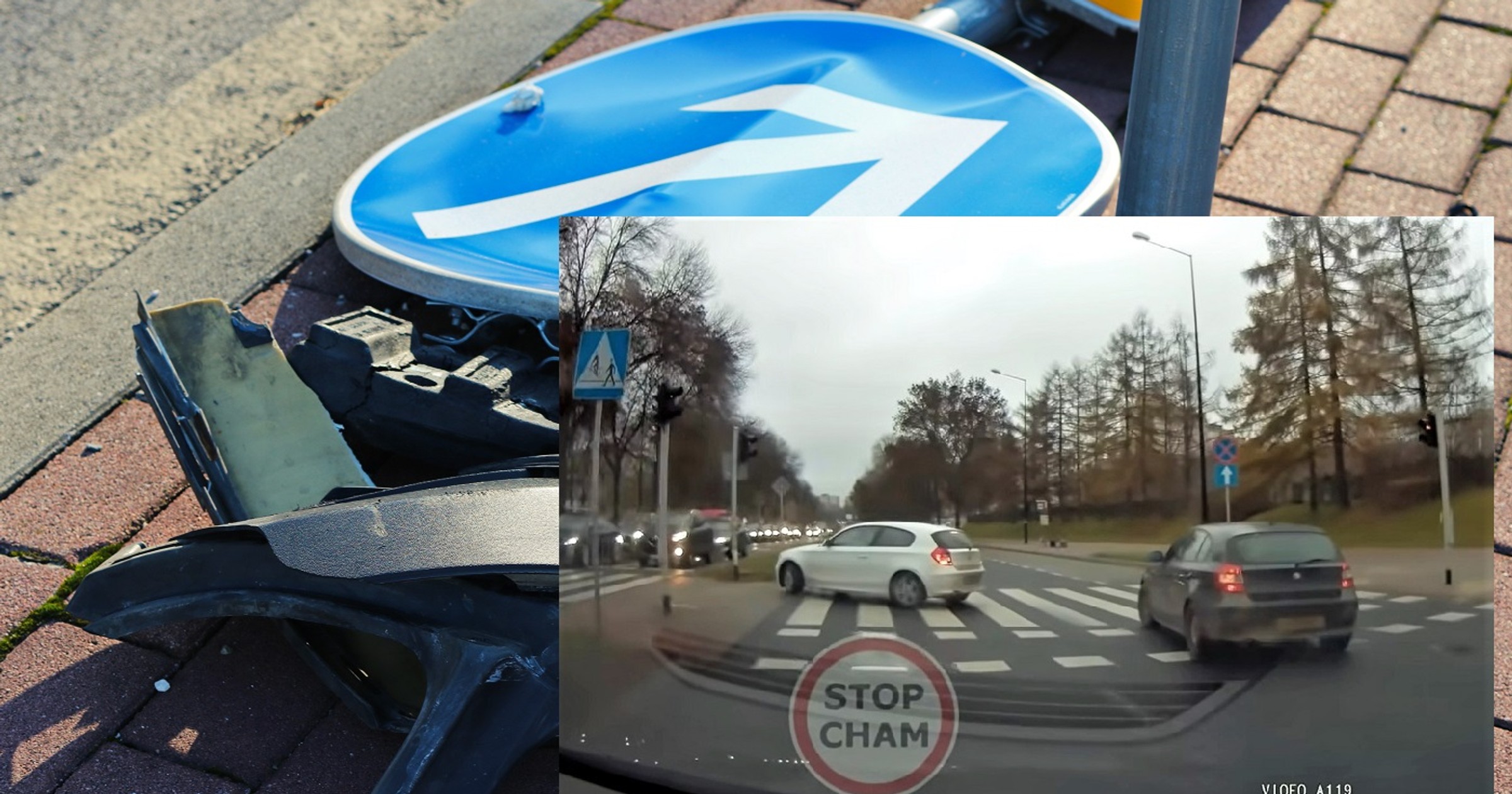 "Mistrz driftu" starał się, ale i tak ostatecznie staranował znak