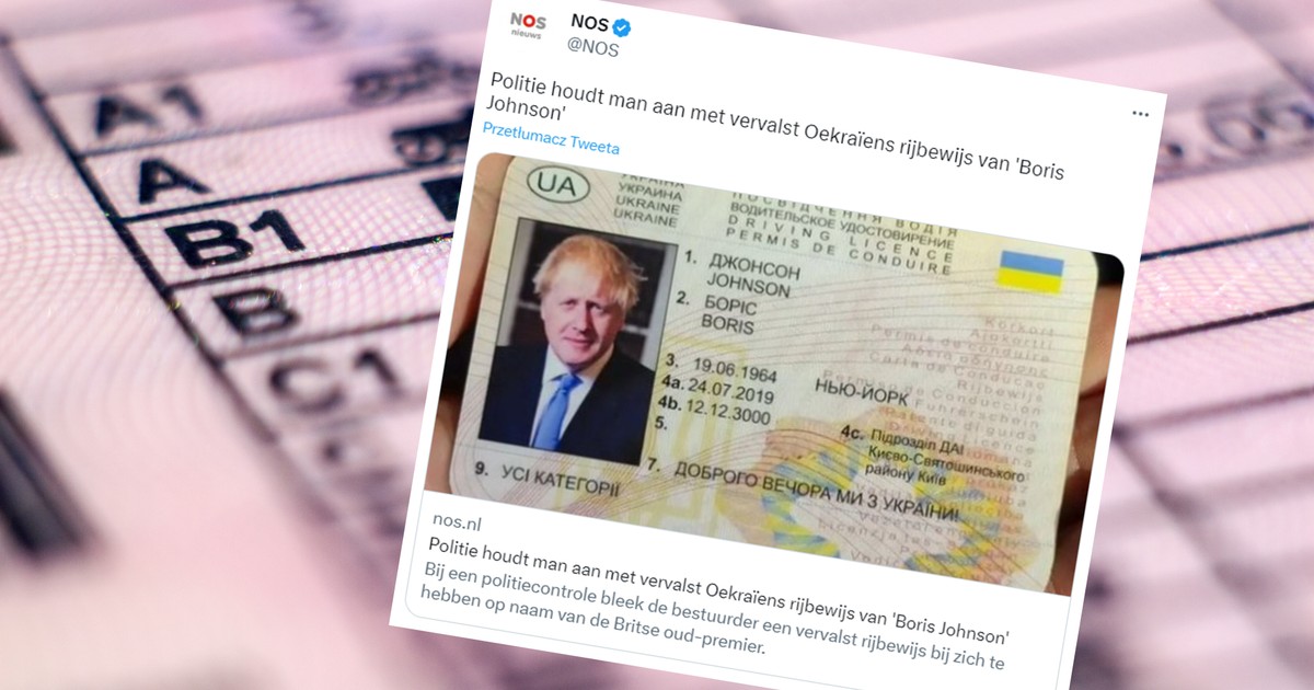 Pijany kierowca legitymował się fałszywym prawem jazdy z Borisem Johnsonem