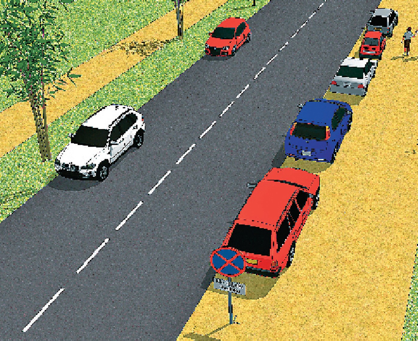 Parkowanie całego samochodu na chodniku