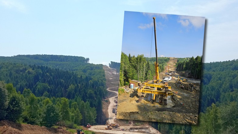 Próby obciążeniowe na budowie drogi S19 Babica — Jawornik