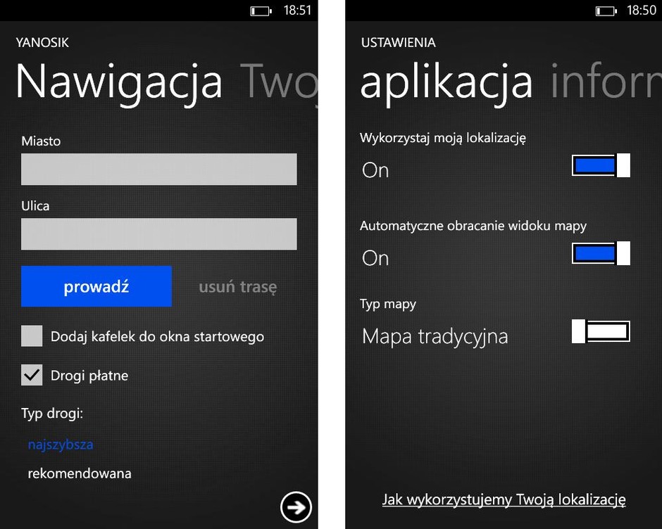 Jak prowadzi Yanosik z Windows Phone 8