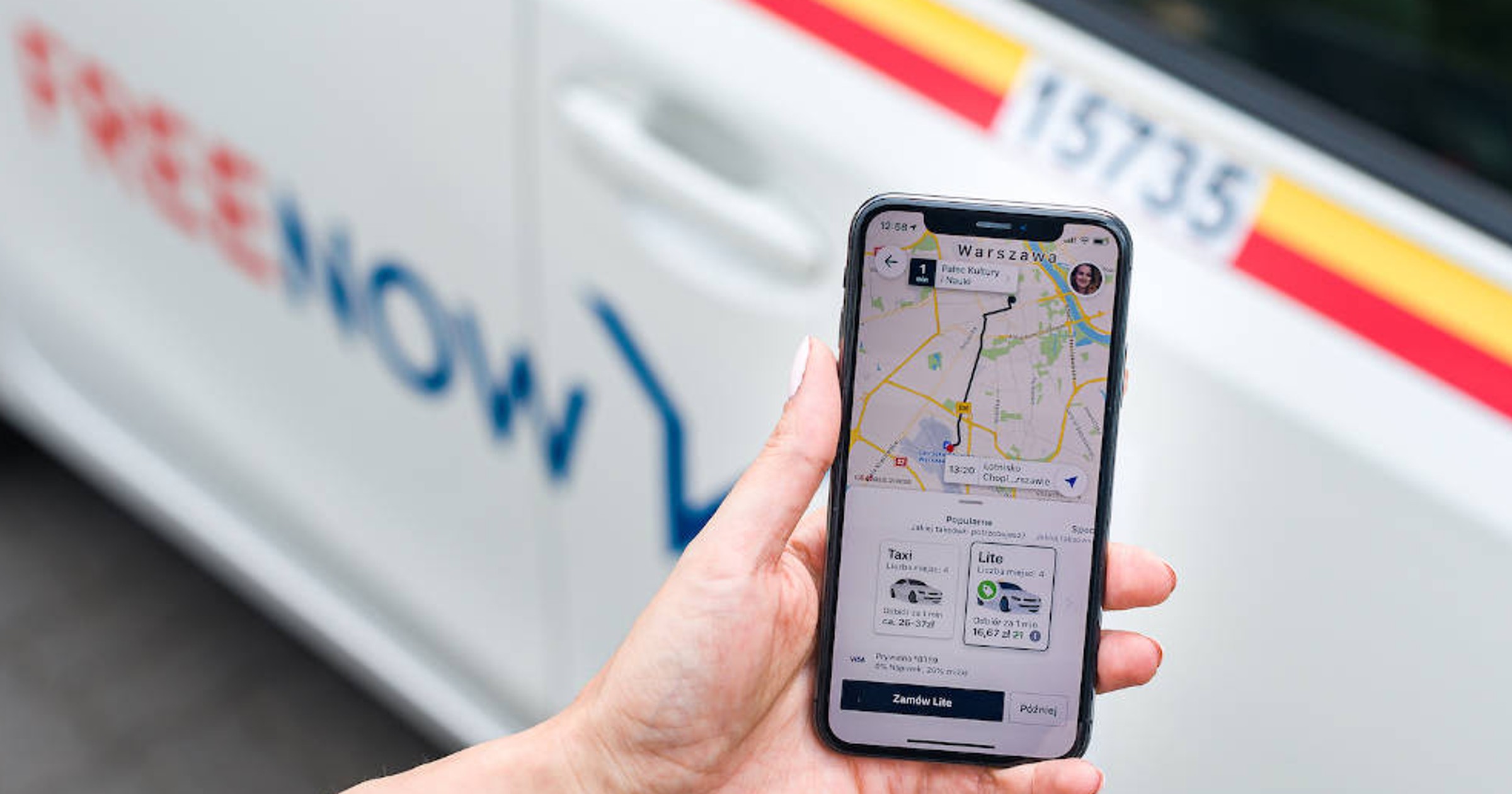 Aplikacja oferująca przejazdy taksówkami FREE NOW
